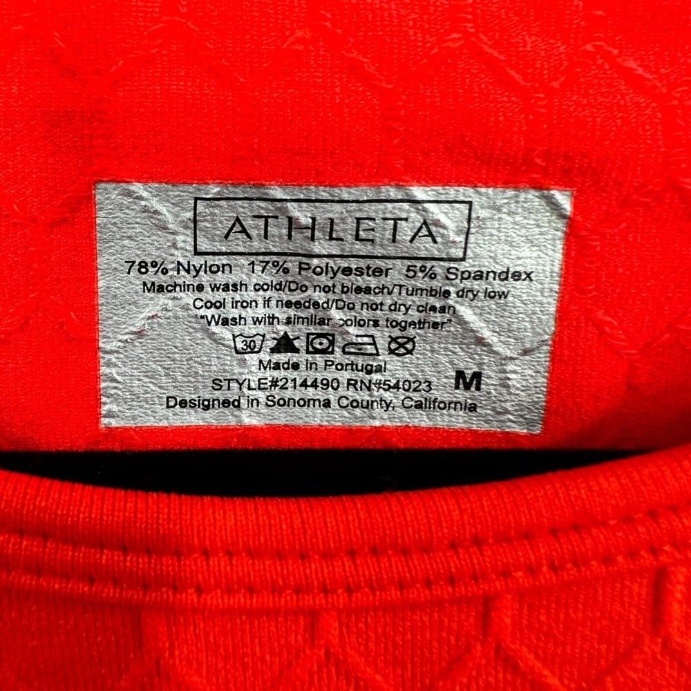Athleta T-Shirt Mens Medium Orange Patterned Short Sleeve Crew Neck Pullover - Picture 5 of 9